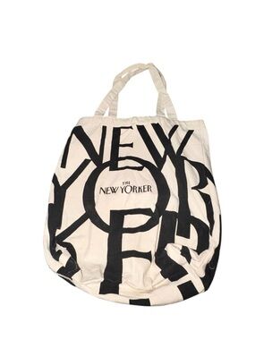 The New Yorker Classic Canvas Tote Logo All Over Print Cotton